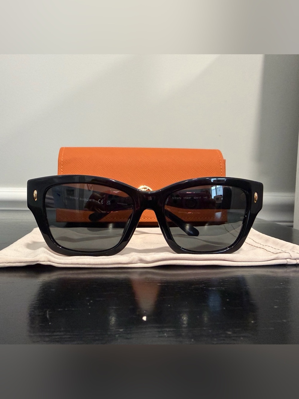 Tory Burch Black Sunglasses with Orange Case